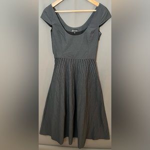 Emporio Armani 6 Charcoal Sleeveless Textured Fit & Flair Cocktail Dress